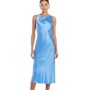 Amanda Uprichard Revolve 100% silk “Elaine” Blue Sleeveless Slip Dress Sz Sm